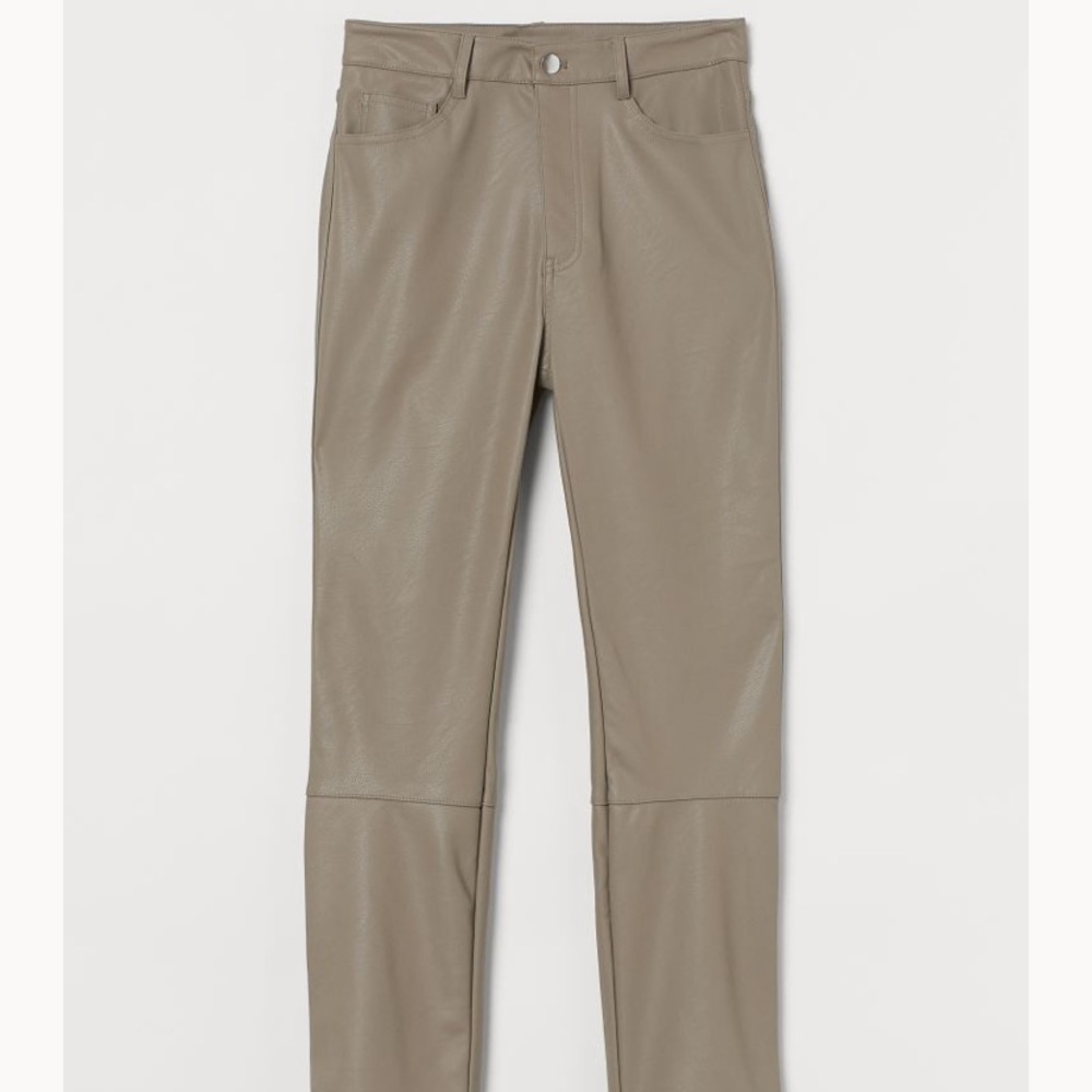 Faux Leather Beige Pants